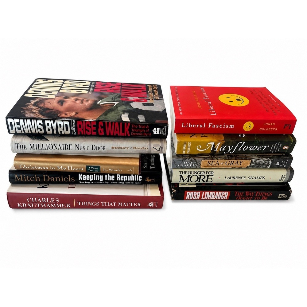 Lot 10 Nonfiction Books Politics History Finance Krauthammer Limbaugh Mayflower